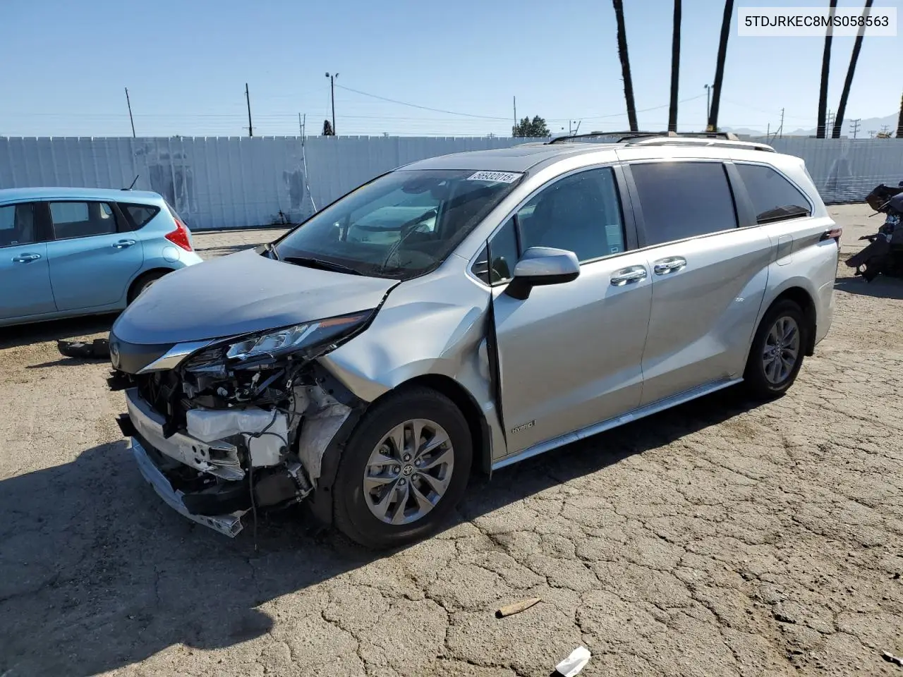 2021 Toyota Sienna Xle VIN: 5TDJRKEC8MS058563 Lot: 56932015