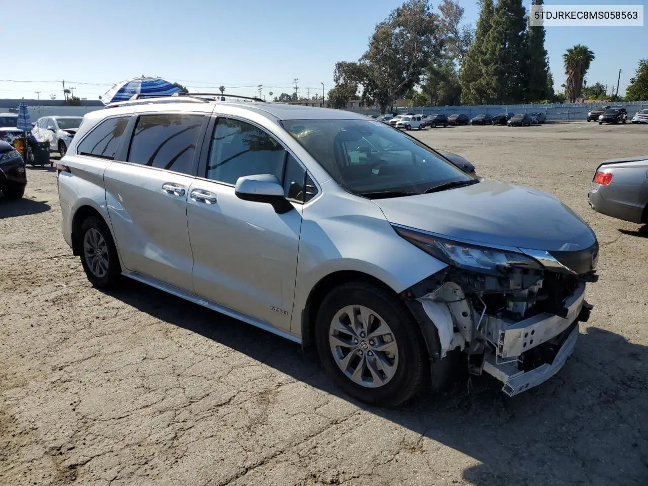2021 Toyota Sienna Xle VIN: 5TDJRKEC8MS058563 Lot: 56932015
