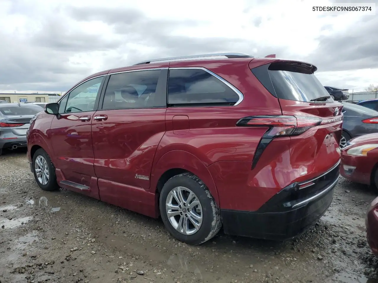 2022 Toyota Sienna Limited VIN: 5TDESKFC9NS067374 Lot: 46235105