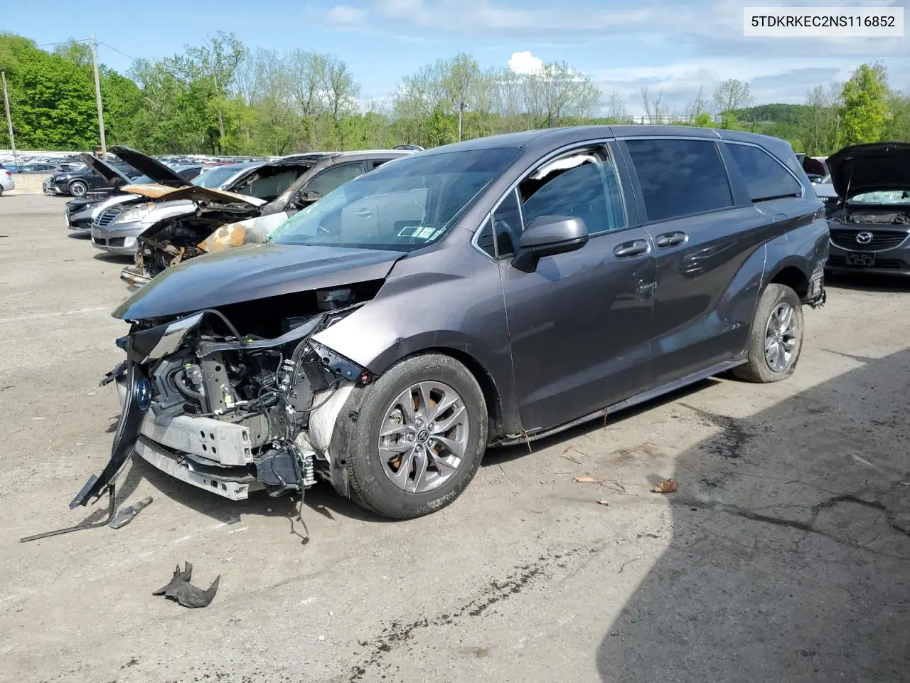 2022 Toyota Sienna Le VIN: 5TDKRKEC2NS116852 Lot: 55249365