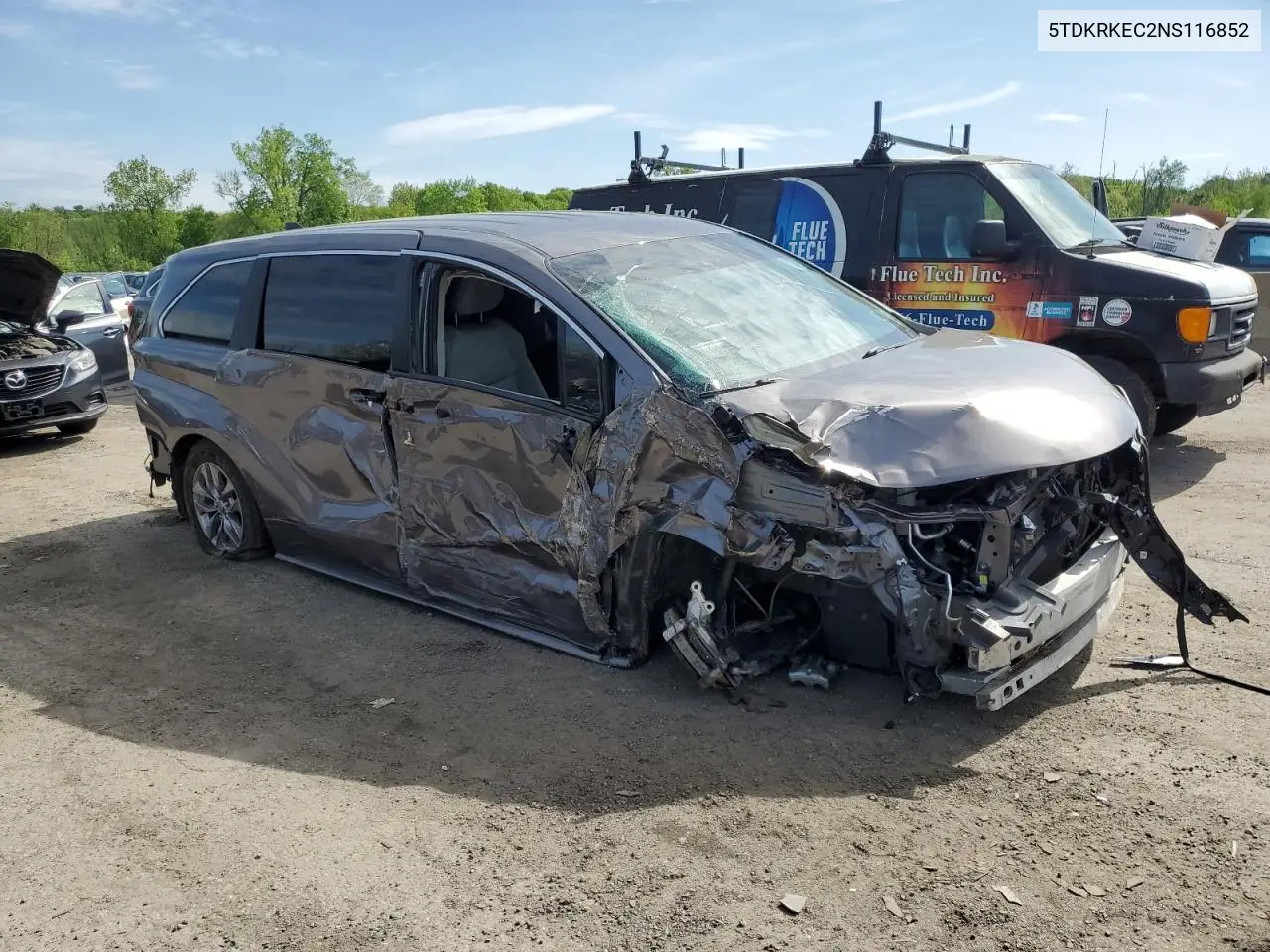 2022 Toyota Sienna Le VIN: 5TDKRKEC2NS116852 Lot: 55249365