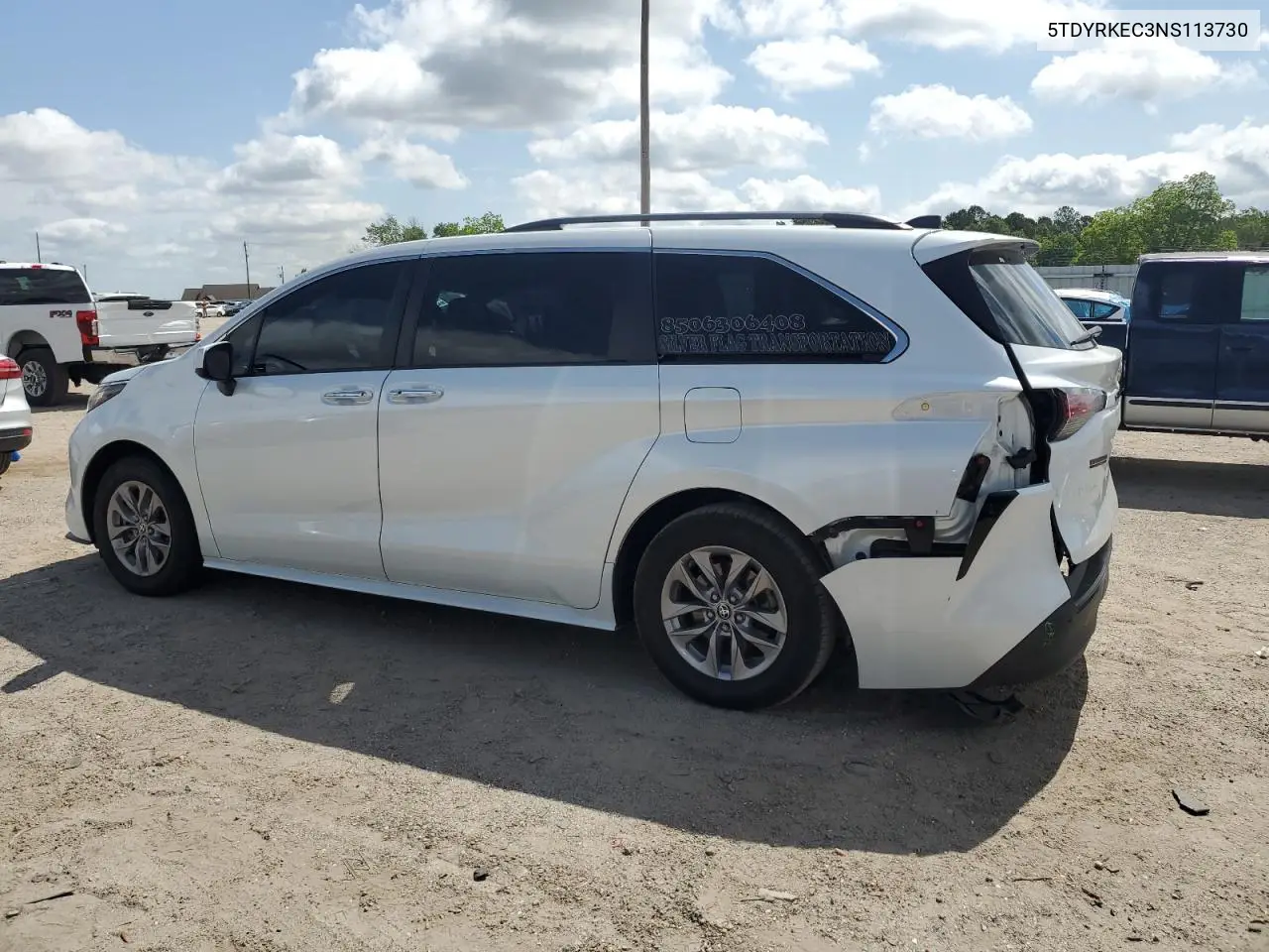 2022 Toyota Sienna Xle VIN: 5TDYRKEC3NS113730 Lot: 57160105