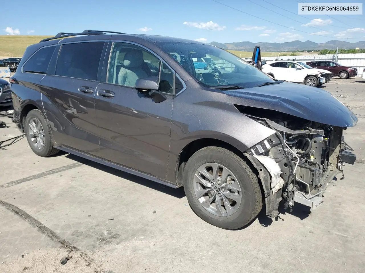 2022 Toyota Sienna Le VIN: 5TDKSKFC6NS064659 Lot: 62298795