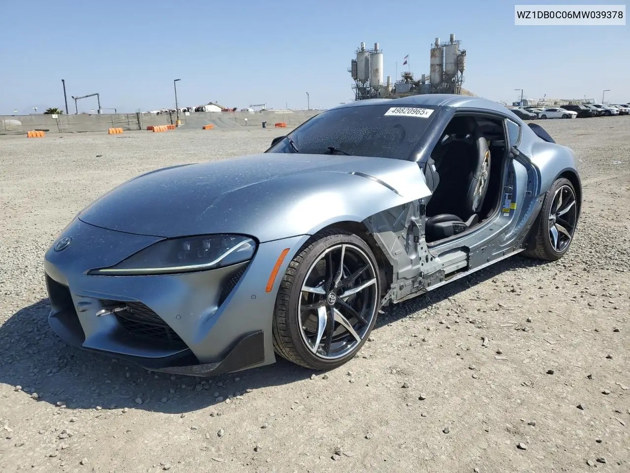 2021 Toyota Supra Base VIN: WZ1DB0C06MW039378 Lot: 49820965