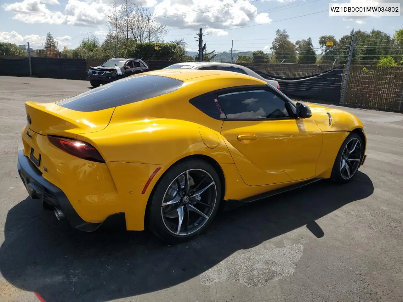 2021 Toyota Supra Base VIN: WZ1DB0C01MW034802 Lot: 51387765