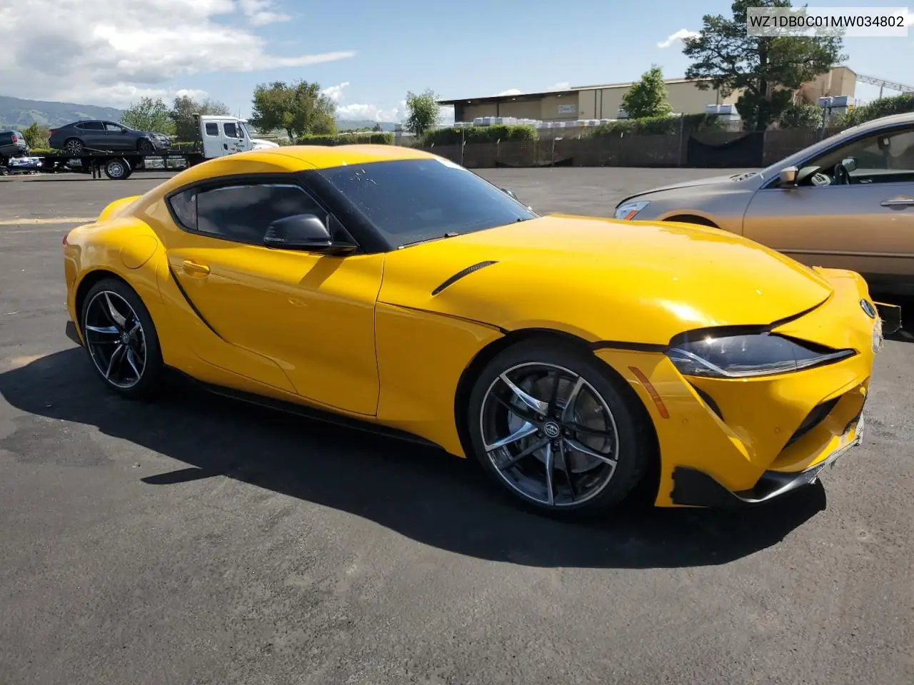 2021 Toyota Supra Base VIN: WZ1DB0C01MW034802 Lot: 51387765