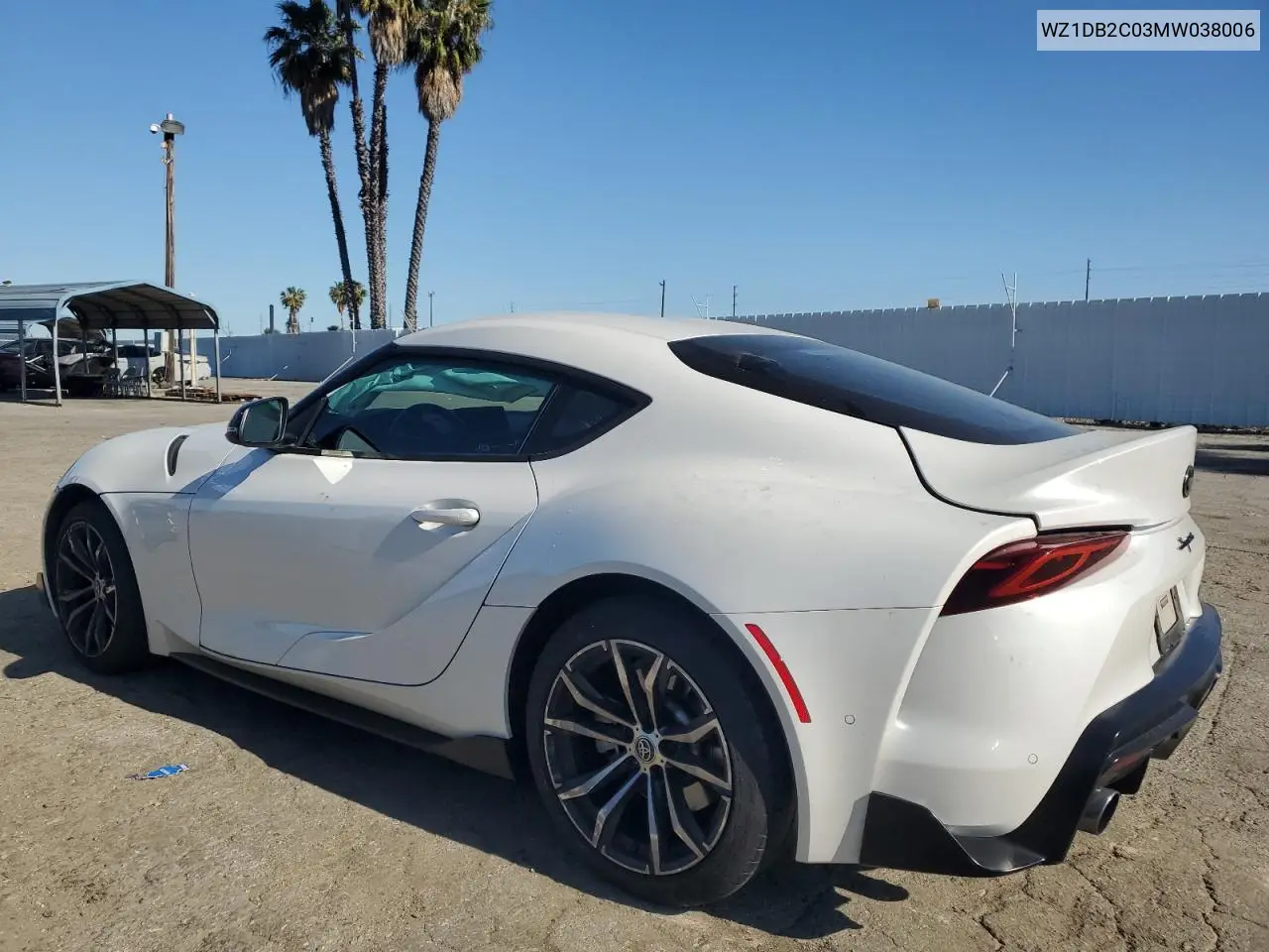 2021 Toyota Supra VIN: WZ1DB2C03MW038006 Lot: 56834175