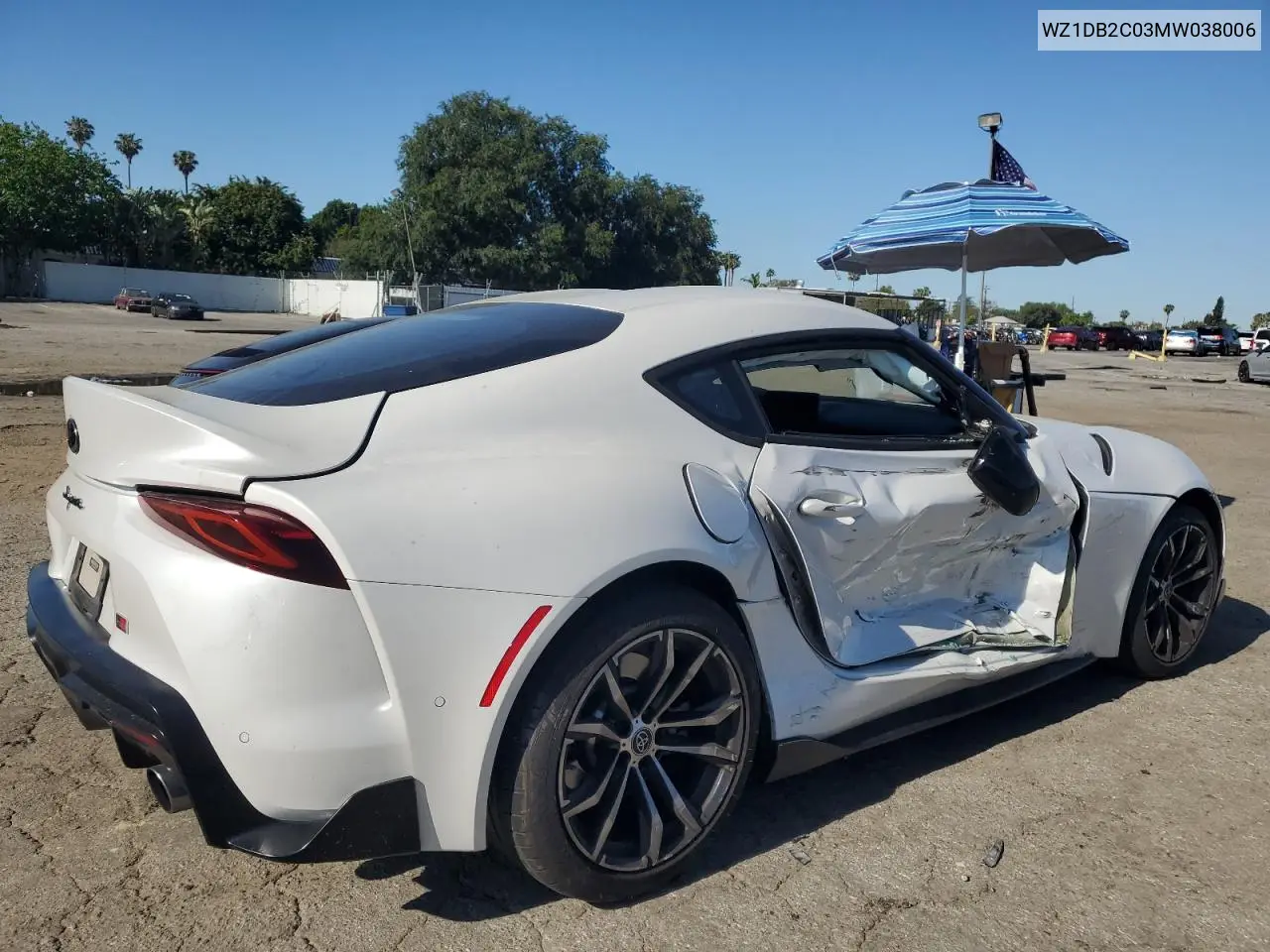 2021 Toyota Supra VIN: WZ1DB2C03MW038006 Lot: 56834175