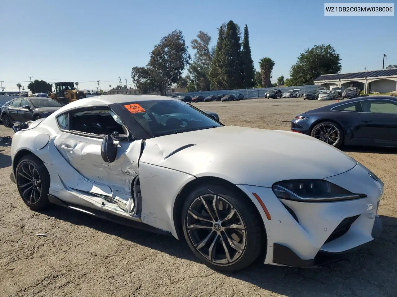 2021 Toyota Supra VIN: WZ1DB2C03MW038006 Lot: 56834175