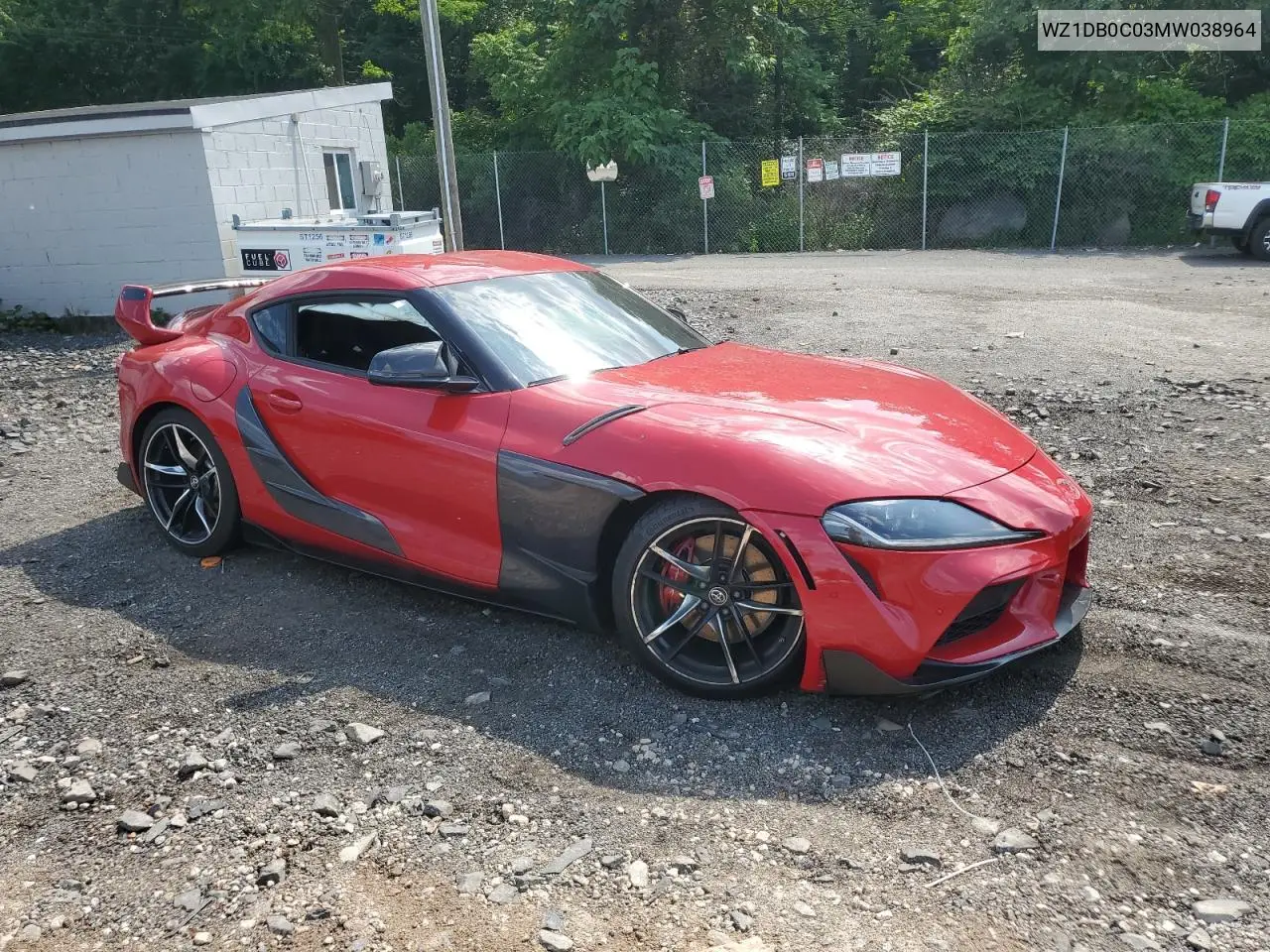 2021 Toyota Supra Base VIN: WZ1DB0C03MW038964 Lot: 61932835