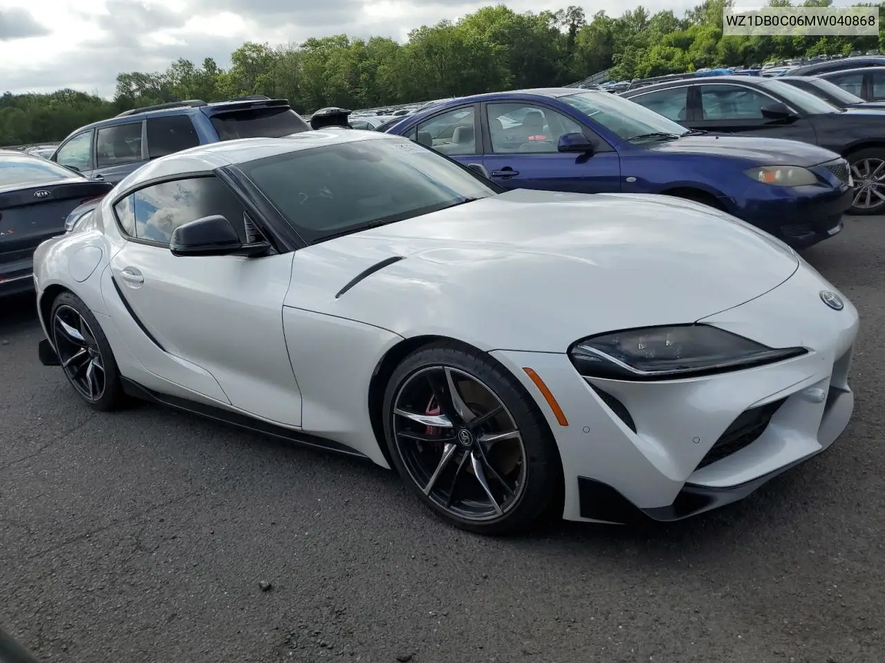 2021 Toyota Supra Base VIN: WZ1DB0C06MW040868 Lot: 62643185