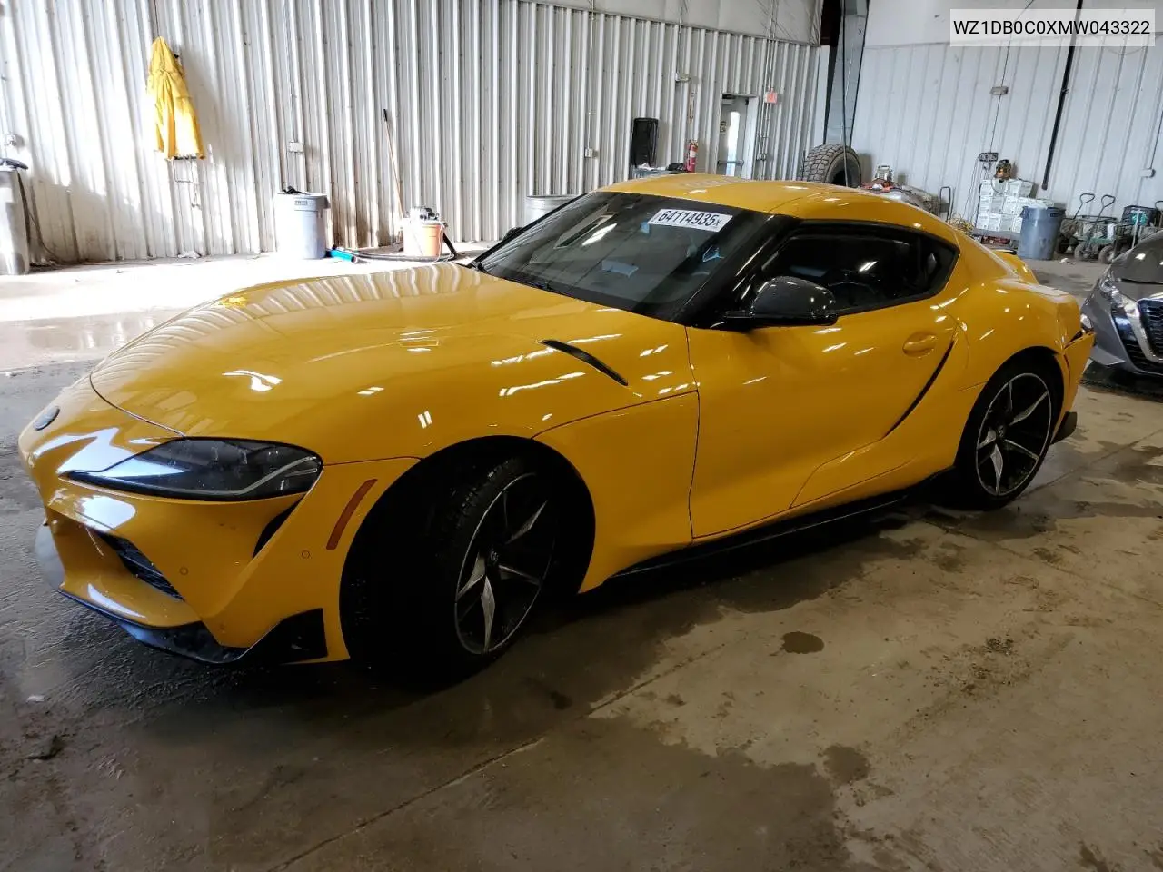 2021 Toyota Supra Base VIN: WZ1DB0C0XMW043322 Lot: 64114935