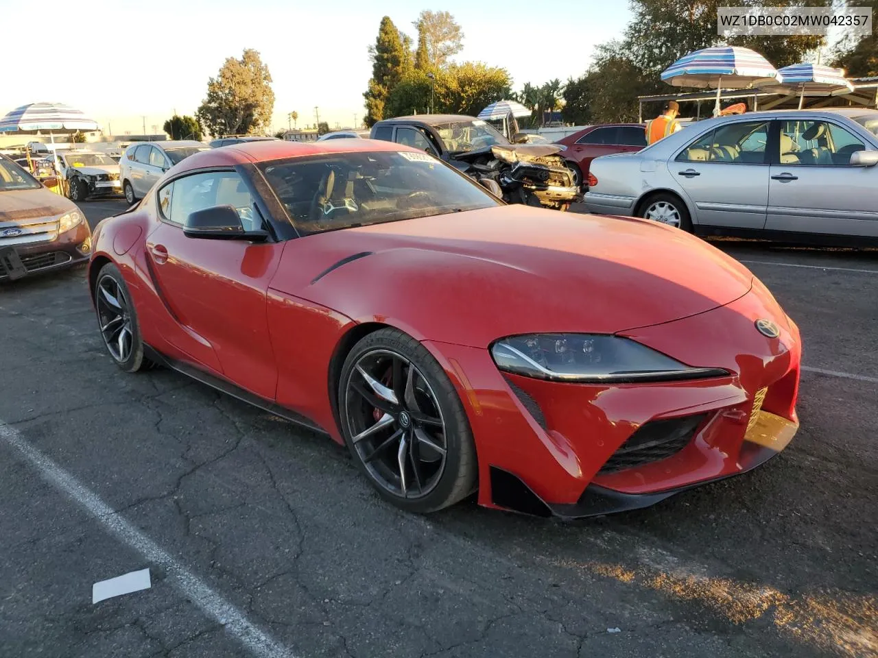 2021 Toyota Supra Base VIN: WZ1DB0C02MW042357 Lot: 79090214