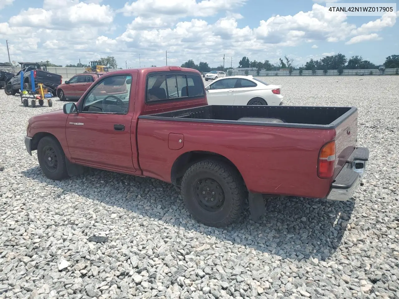 1998 Toyota Tacoma VIN: 4TANL42N1WZ017905 Lot: 56768645