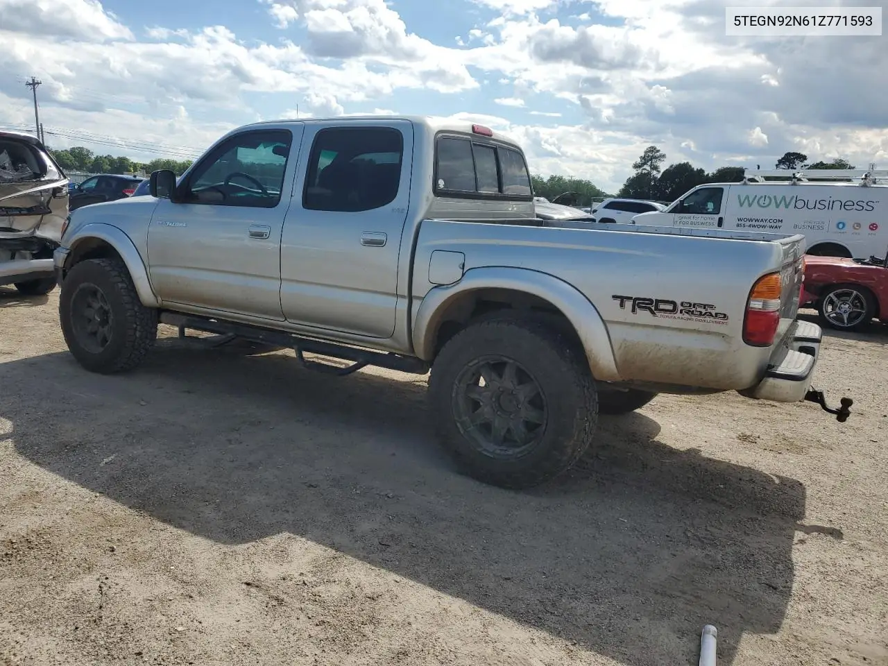 2001 Toyota Tacoma Double Cab Prerunner VIN: 5TEGN92N61Z771593 Lot: 56904345