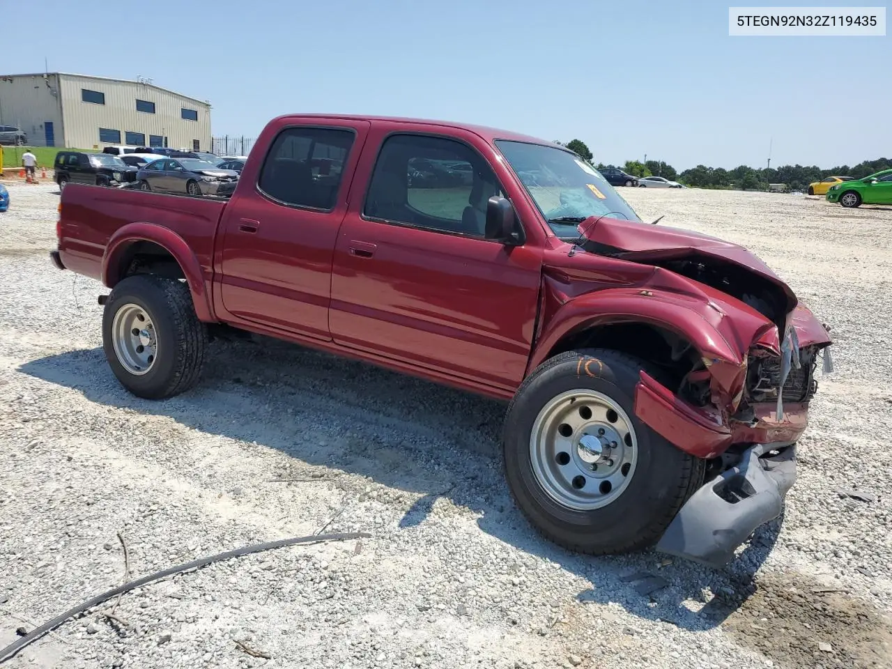 2002 Toyota Tacoma Double Cab Prerunner VIN: 5TEGN92N32Z119435 Lot: 62093355