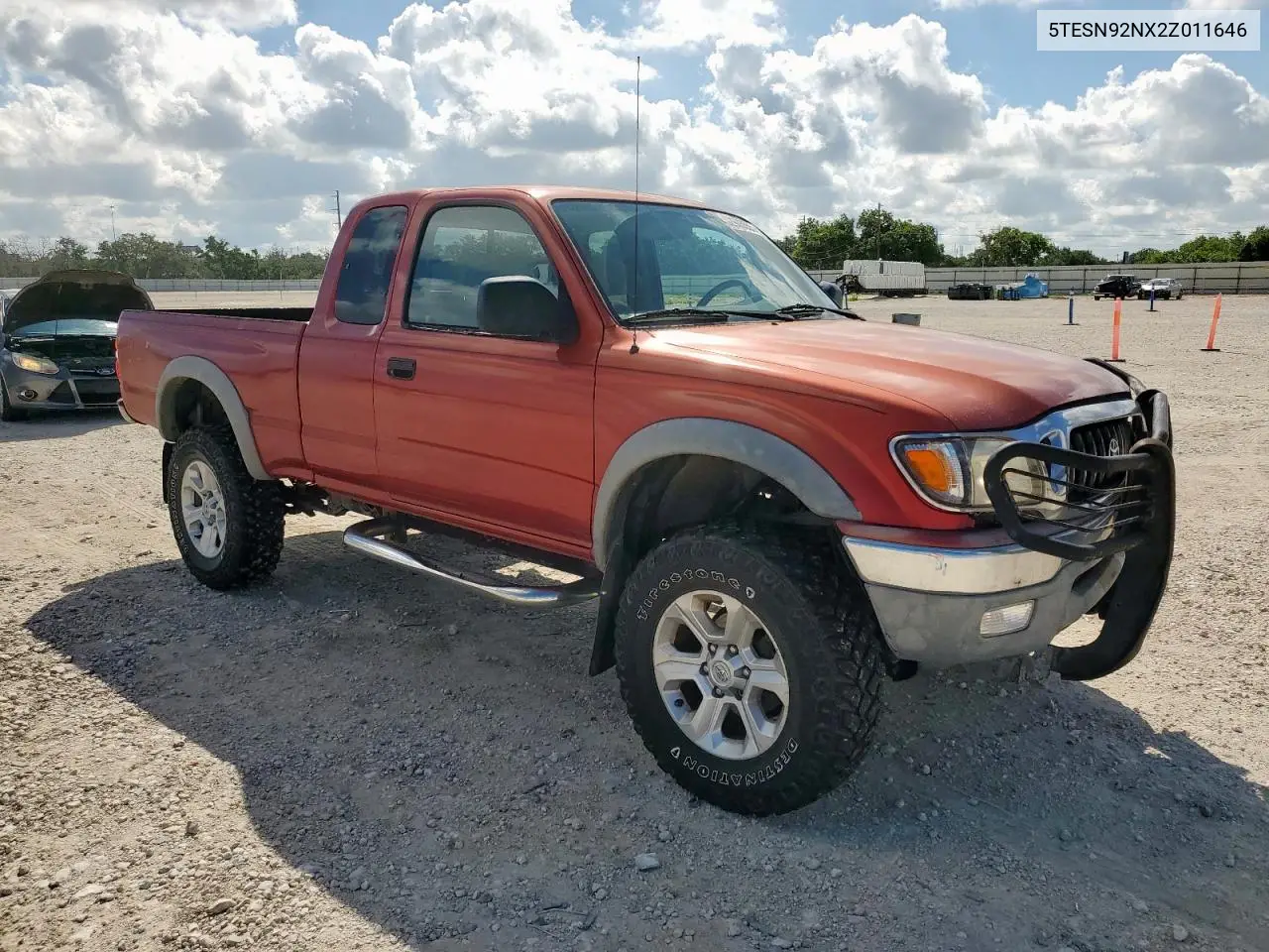 2002 Toyota Tacoma Xtracab Prerunner VIN: 5TESN92NX2Z011646 Lot: 62903555