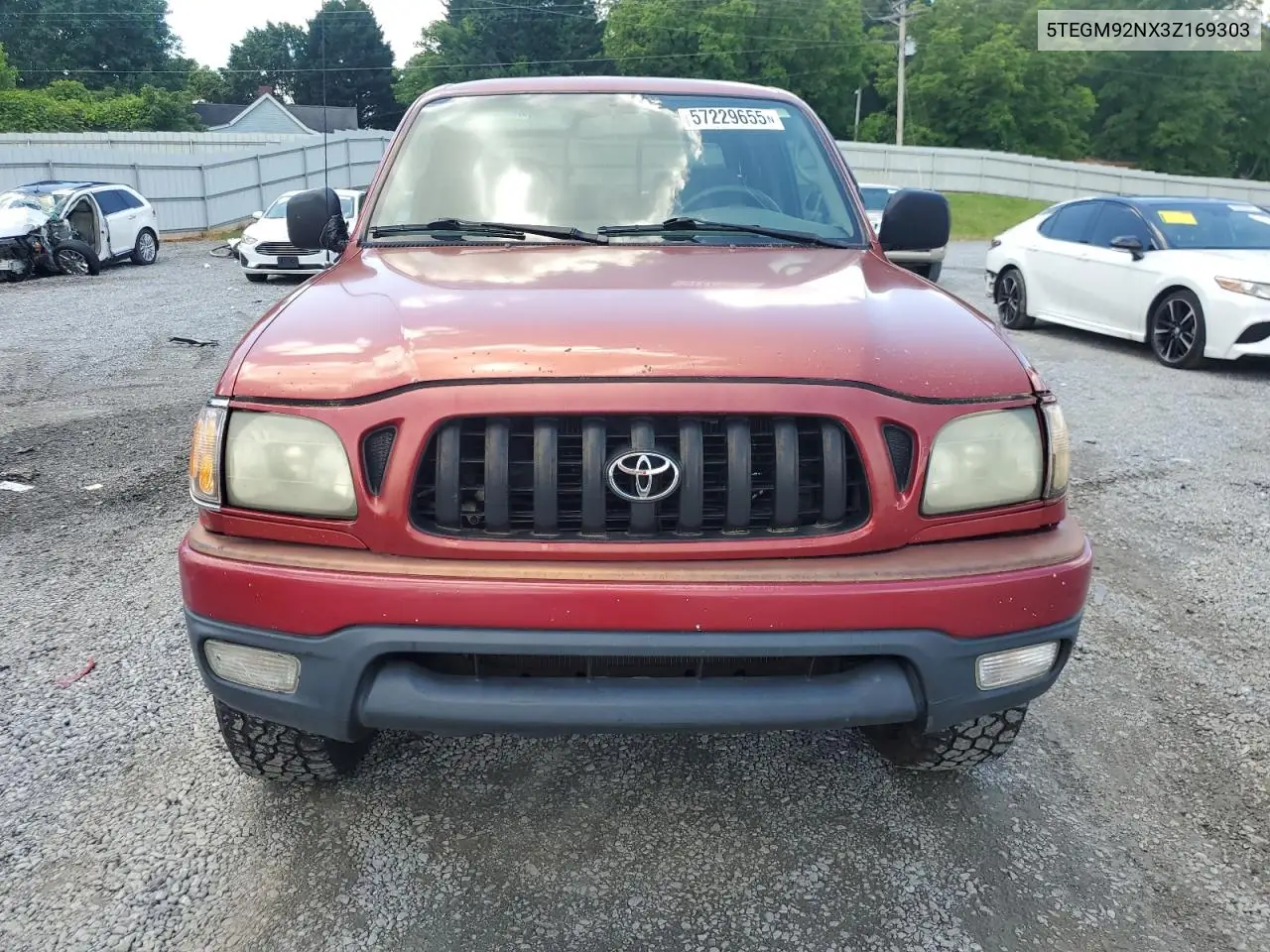 2003 Toyota Tacoma Double Cab Prerunner VIN: 5TEGM92NX3Z169303 Lot: 57229655