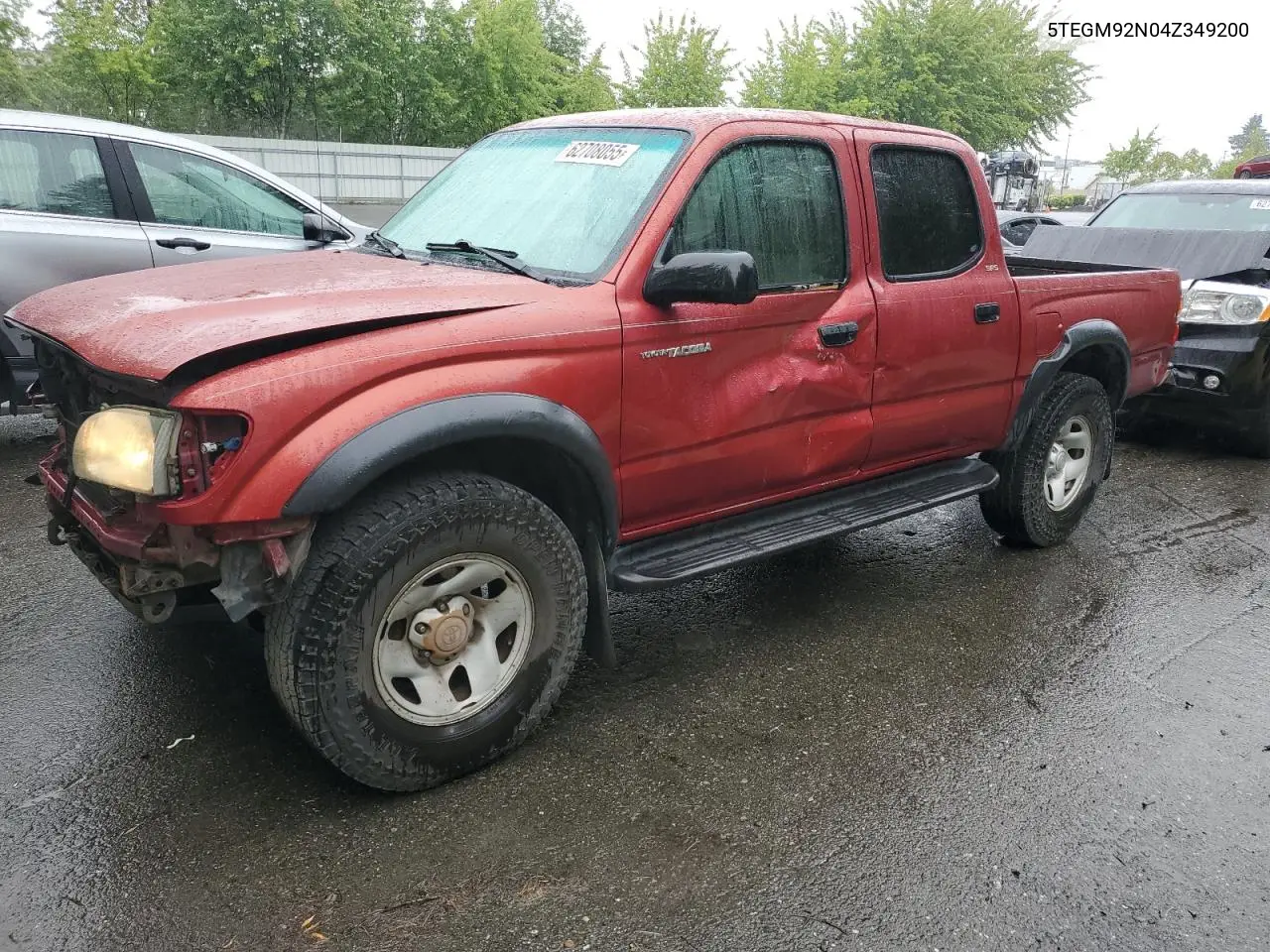 2004 Toyota Tacoma Double Cab Prerunner VIN: 5TEGM92N04Z349200 Lot: 62708055