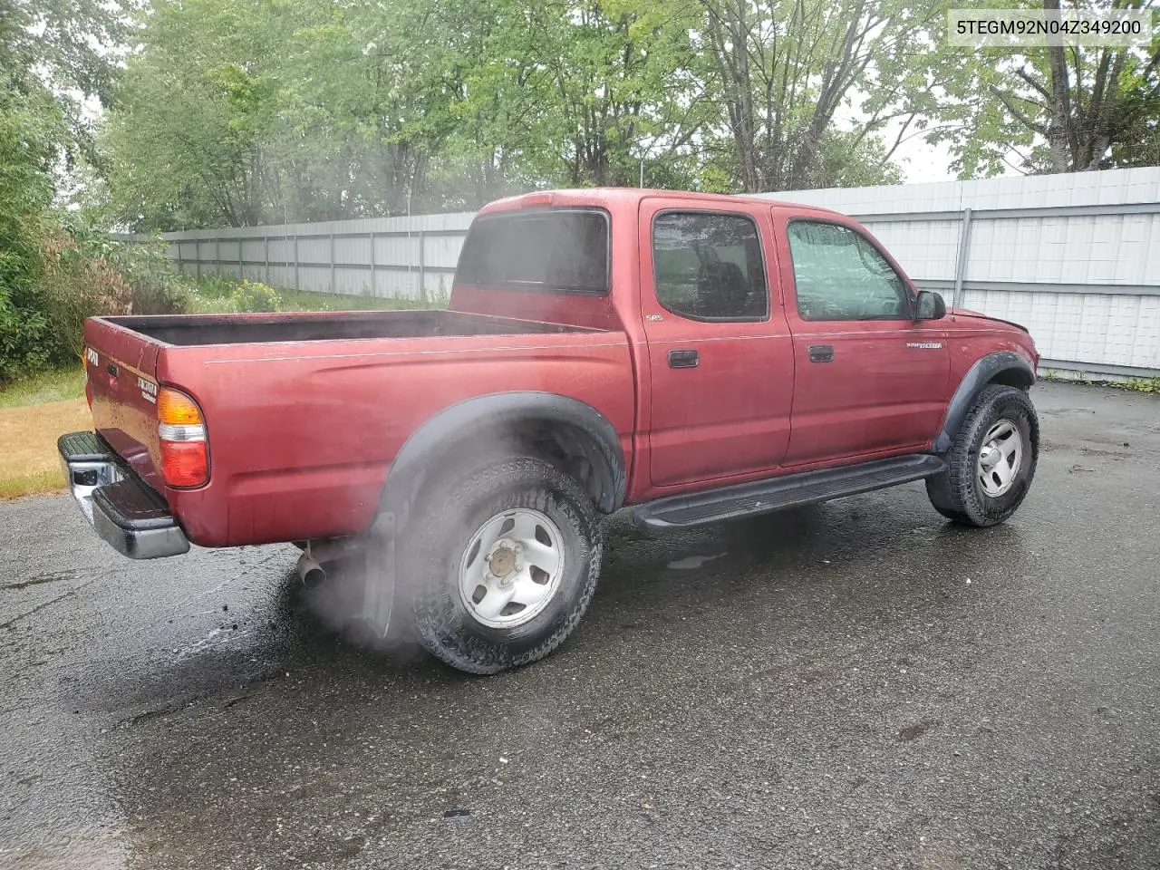 2004 Toyota Tacoma Double Cab Prerunner VIN: 5TEGM92N04Z349200 Lot: 62708055