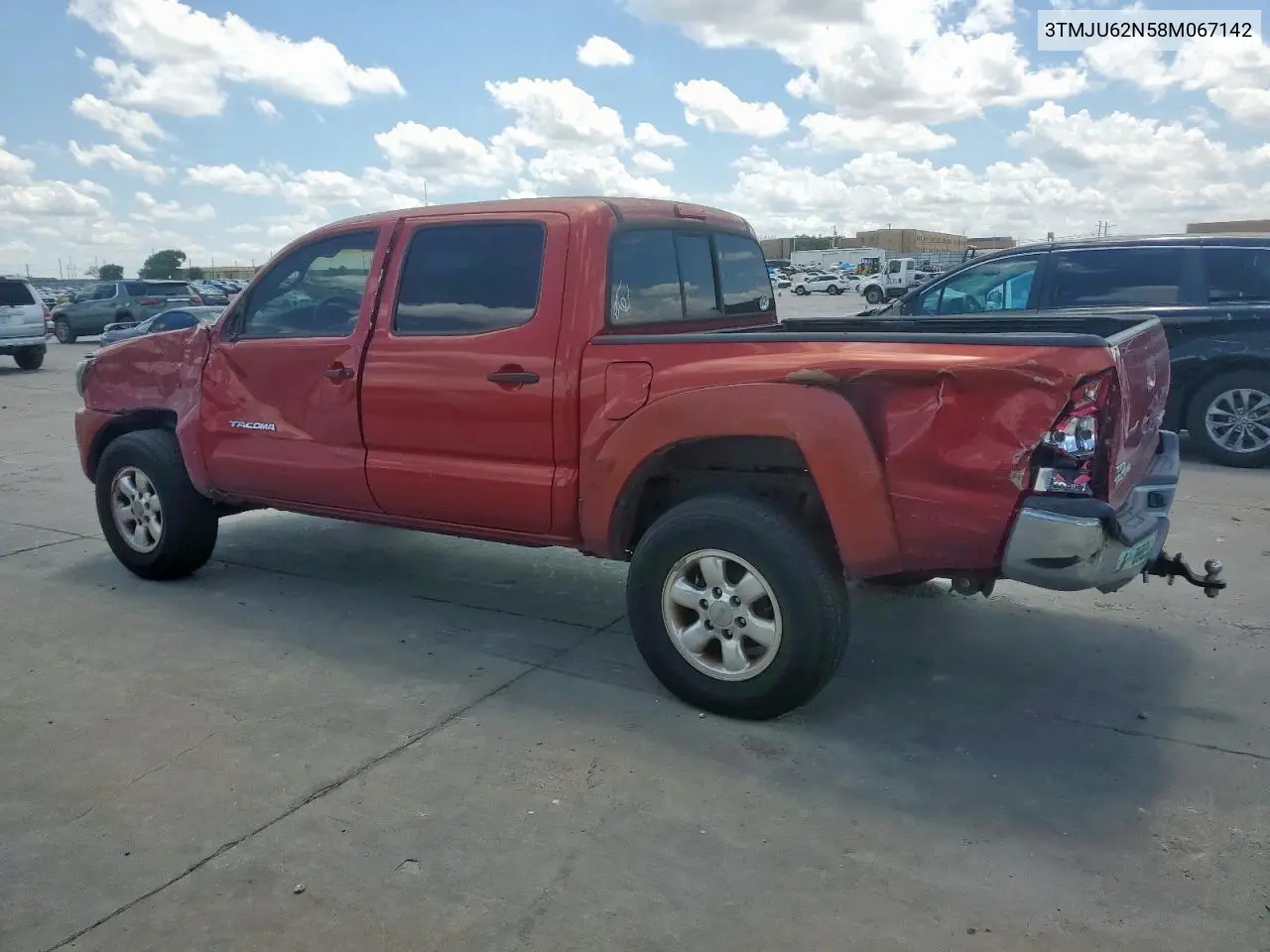 2008 Toyota Tacoma Double Cab Prerunner VIN: 3TMJU62N58M067142 Lot: 59032185