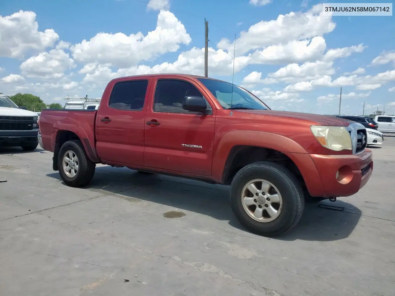 2008 Toyota Tacoma Double Cab Prerunner VIN: 3TMJU62N58M067142 Lot: 59032185