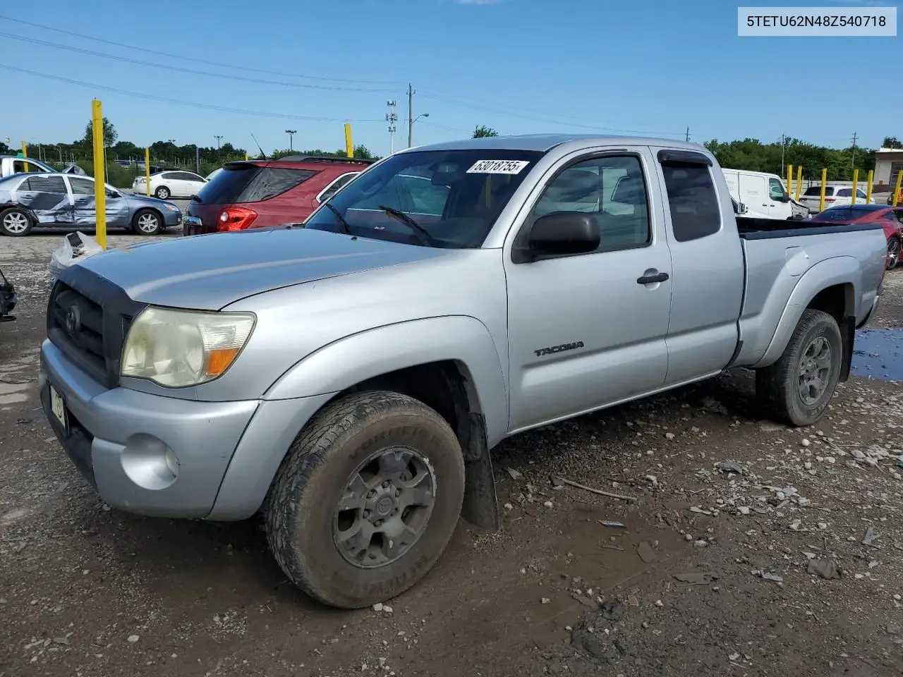 2008 Toyota Tacoma Prerunner Access Cab VIN: 5TETU62N48Z540718 Lot: 63018755
