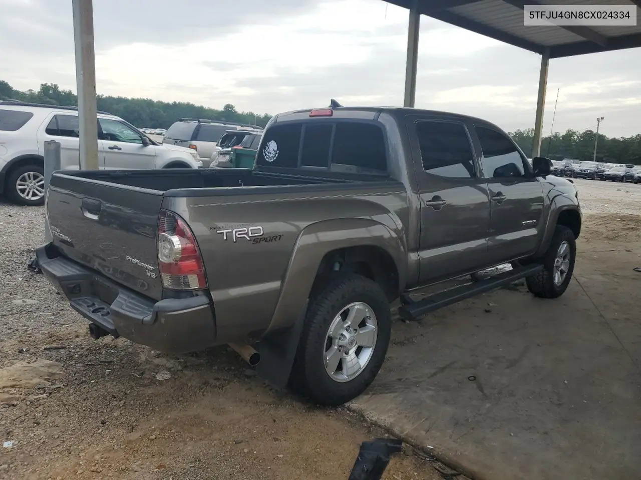 2012 Toyota Tacoma Double Cab Prerunner VIN: 5TFJU4GN8CX024334 Lot: 62858355
