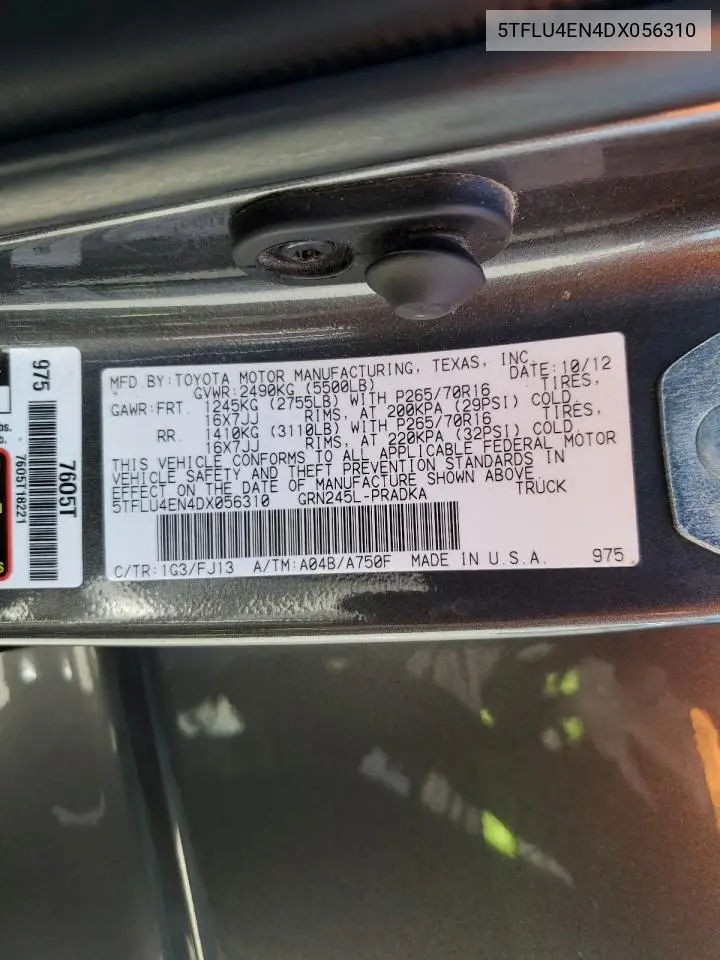 2013 Toyota Tacoma Double Cab VIN: 5TFLU4EN4DX056310 Lot: 63026115