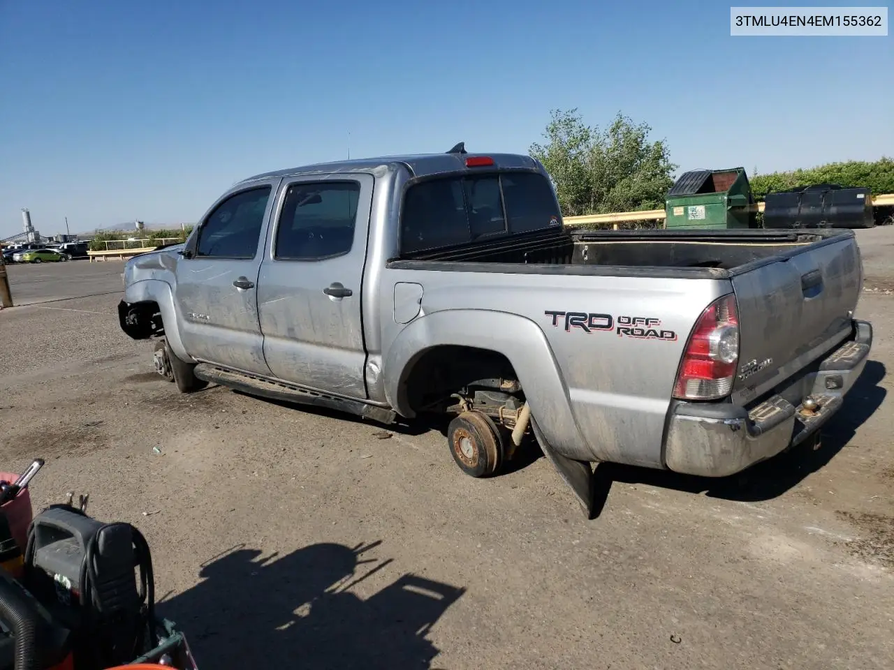 2014 Toyota Tacoma Double Cab VIN: 3TMLU4EN4EM155362 Lot: 54262235