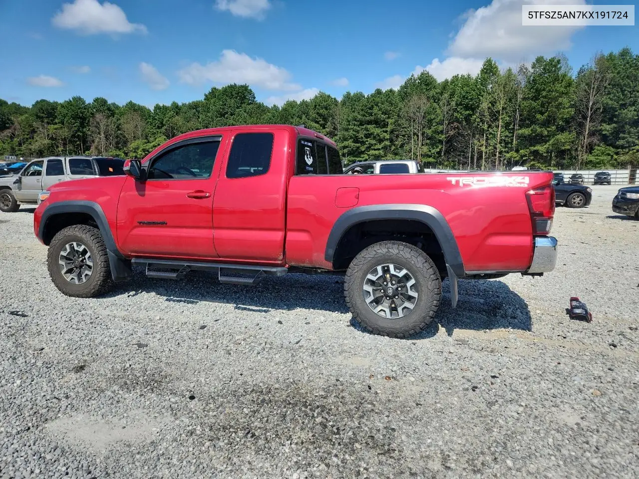 2019 Toyota Tacoma Access Cab VIN: 5TFSZ5AN7KX191724 Lot: 62400595