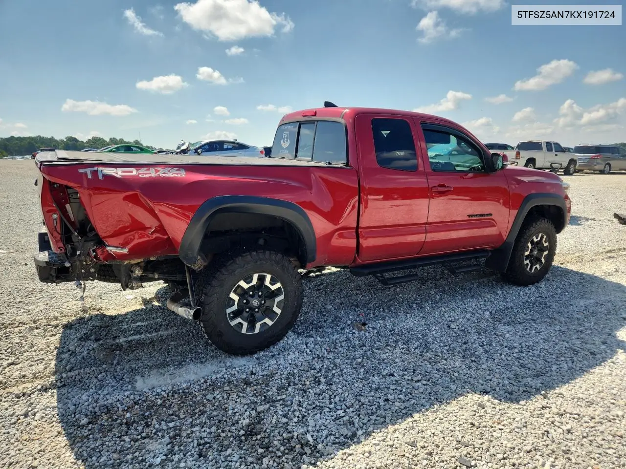 2019 Toyota Tacoma Access Cab VIN: 5TFSZ5AN7KX191724 Lot: 62400595