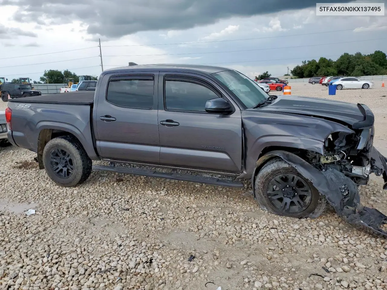 2019 Toyota Tacoma Double Cab VIN: 5TFAX5GN0KX137495 Lot: 62419075