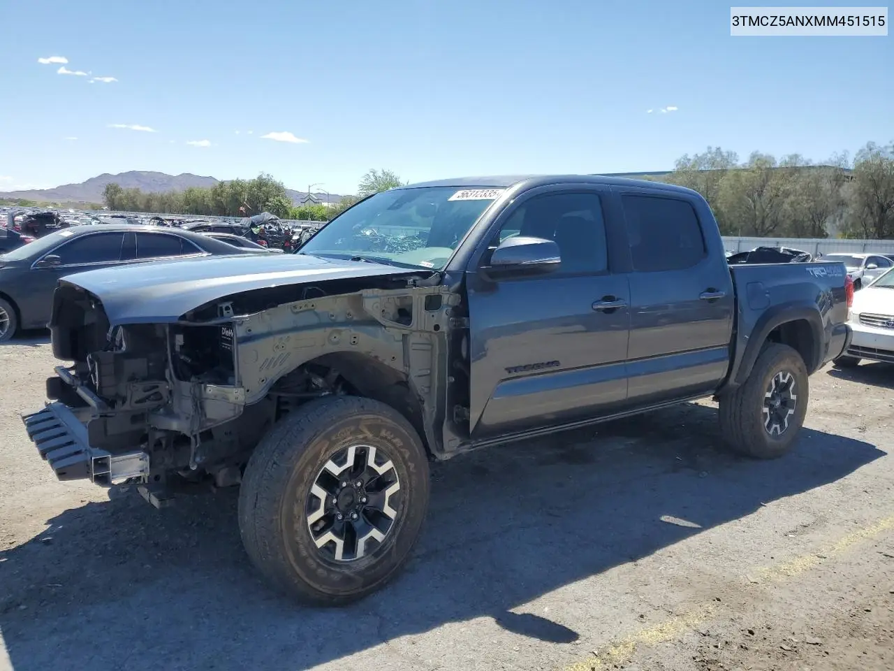 2021 Toyota Tacoma Double Cab VIN: 3TMCZ5ANXMM451515 Lot: 56312335