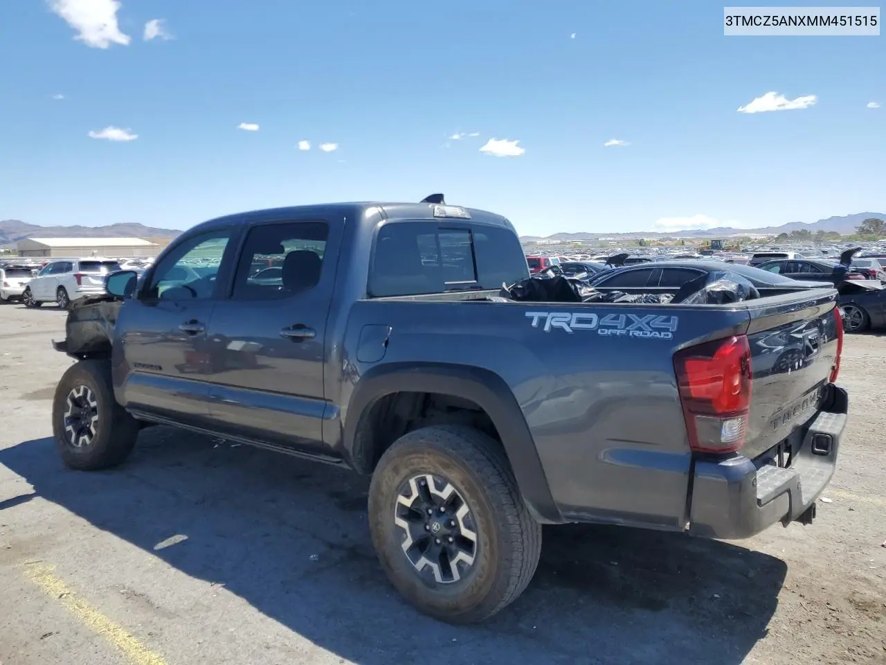 2021 Toyota Tacoma Double Cab VIN: 3TMCZ5ANXMM451515 Lot: 56312335