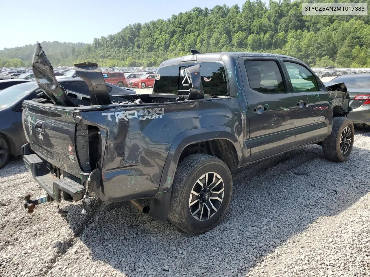 2021 Toyota Tacoma Double Cab VIN: 3TYCZ5AN2MT017383 Lot: 59295815