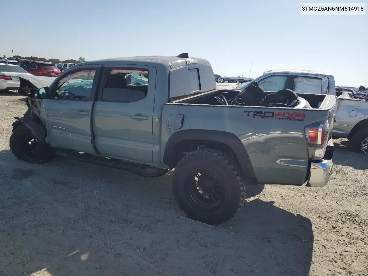 2022 Toyota Tacoma Double Cab VIN: 3TMCZ5AN6NM514918 Lot: 62371075