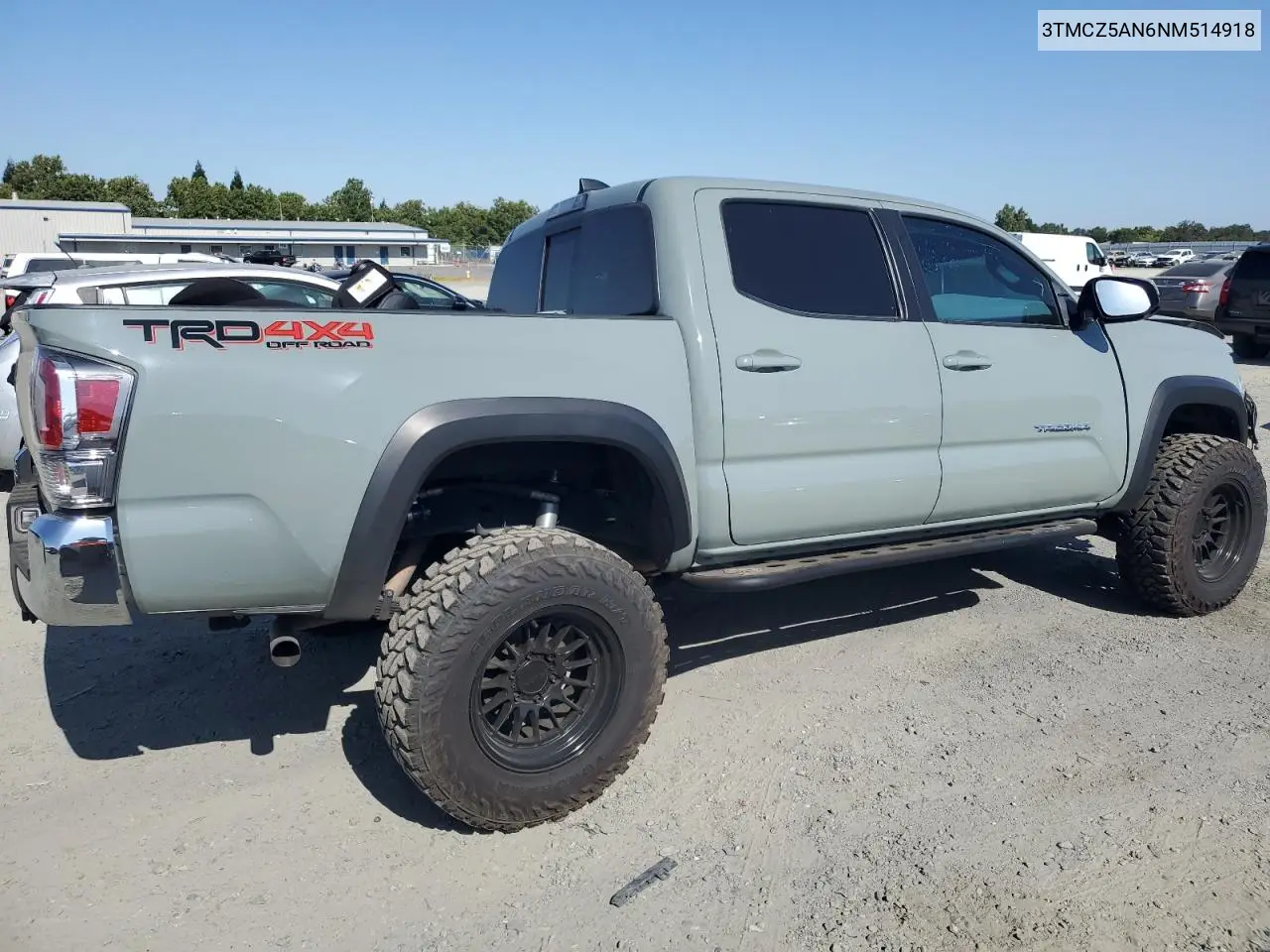 2022 Toyota Tacoma Double Cab VIN: 3TMCZ5AN6NM514918 Lot: 62371075