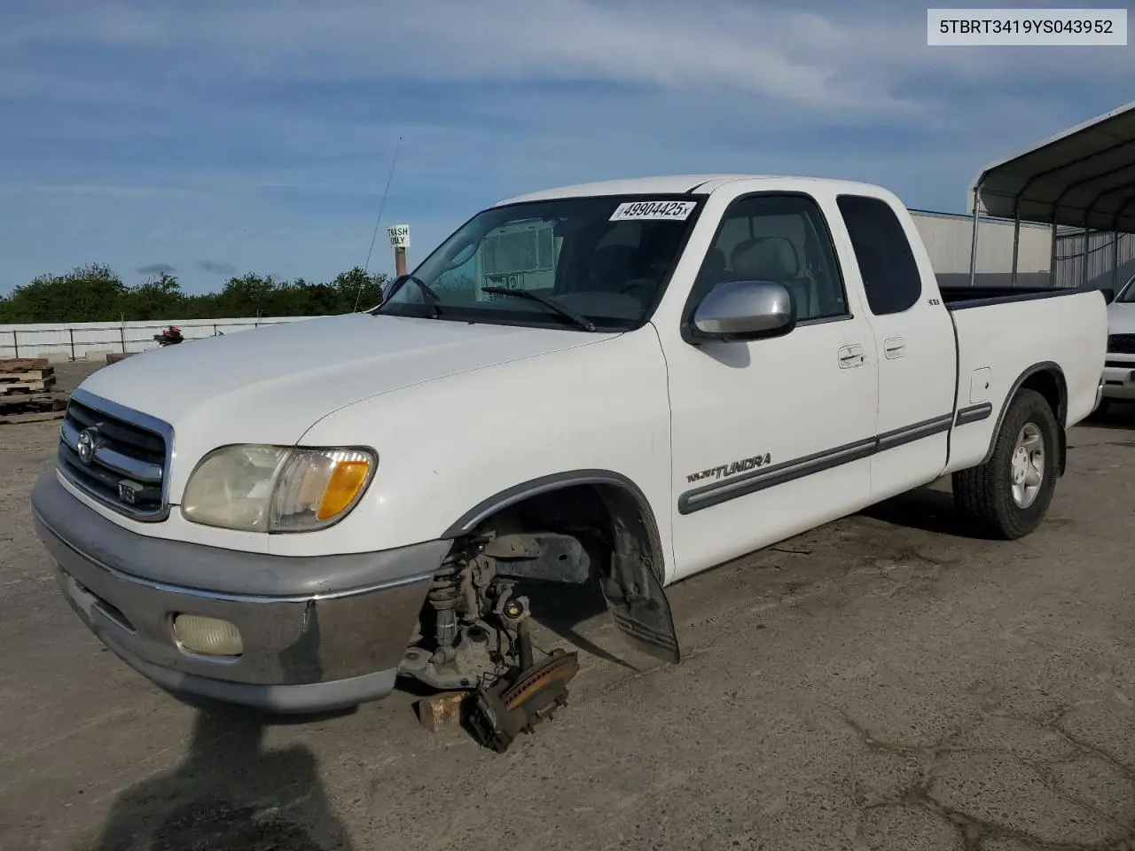 2000 Toyota Tundra Access Cab VIN: 5TBRT3419YS043952 Lot: 49904425