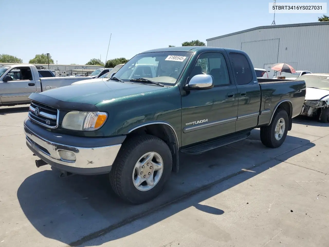 2000 Toyota Tundra Access Cab VIN: 5TBRT3416YS027031 Lot: 61985545