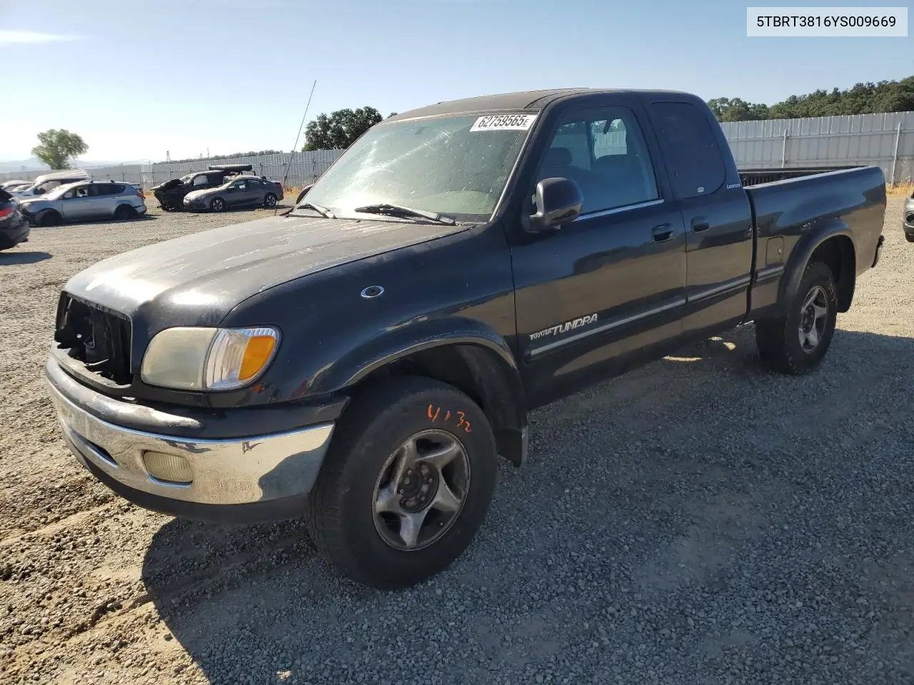 2000 Toyota Tundra Access Cab Limited VIN: 5TBRT3816YS009669 Lot: 62759565