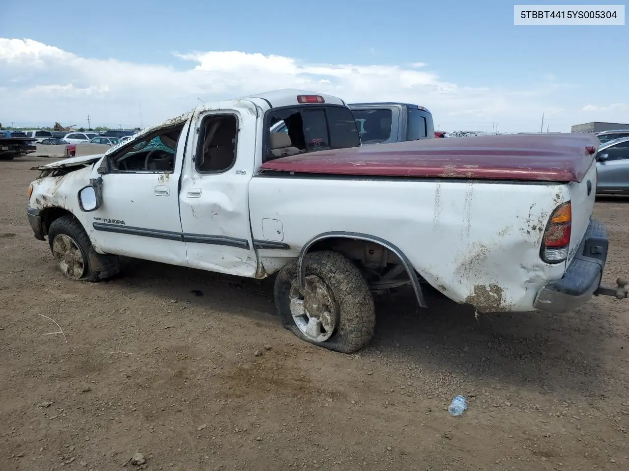 2000 Toyota Tundra Access Cab VIN: 5TBBT4415YS005304 Lot: 62937545