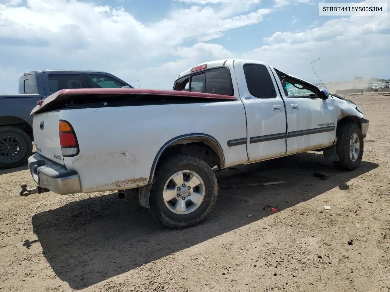 2000 Toyota Tundra Access Cab VIN: 5TBBT4415YS005304 Lot: 62937545