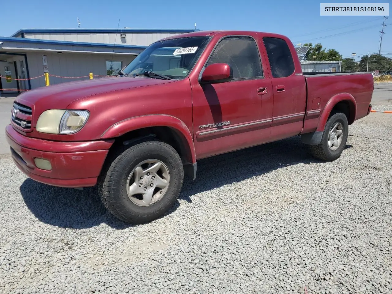 2001 Toyota Tundra Access Cab Limited VIN: 5TBRT38181S168196 Lot: 63094165