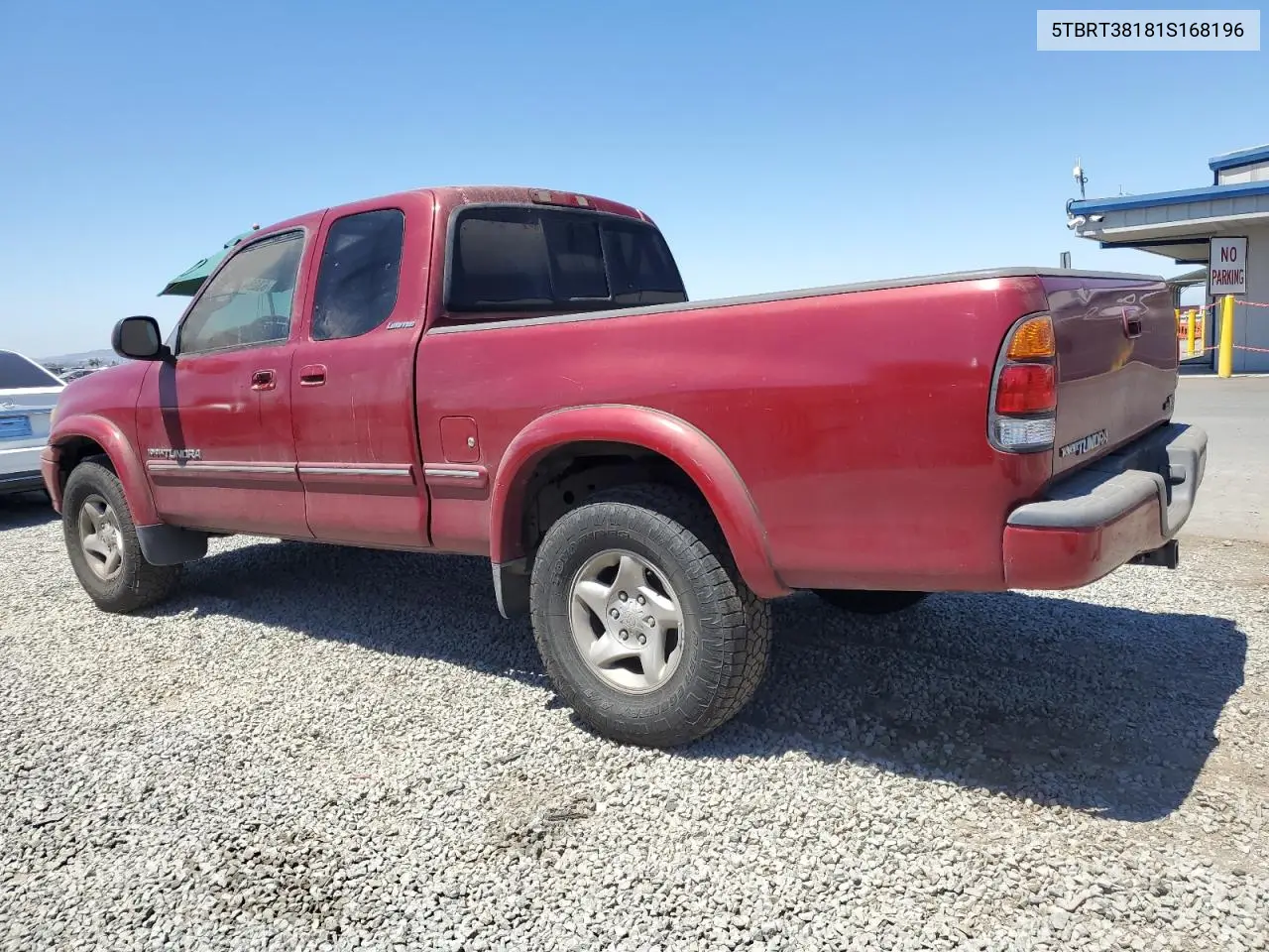 2001 Toyota Tundra Access Cab Limited VIN: 5TBRT38181S168196 Lot: 63094165