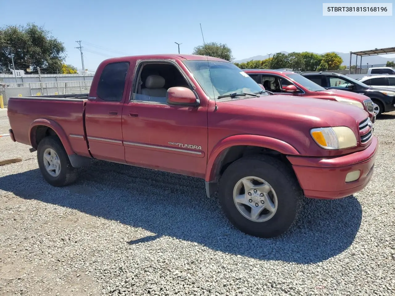 2001 Toyota Tundra Access Cab Limited VIN: 5TBRT38181S168196 Lot: 63094165