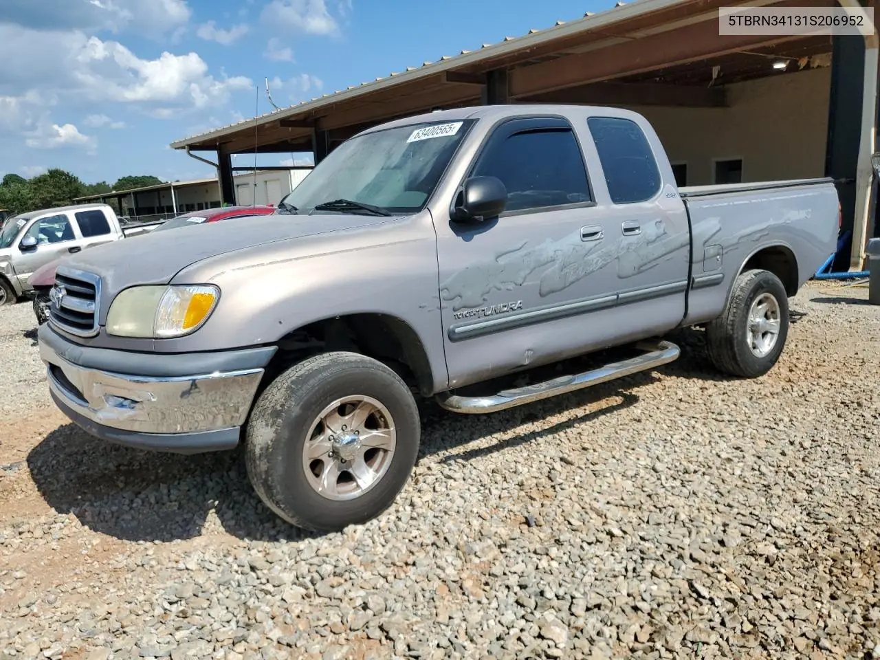 2001 Toyota Tundra Access Cab Sr5 VIN: 5TBRN34131S206952 Lot: 63400565