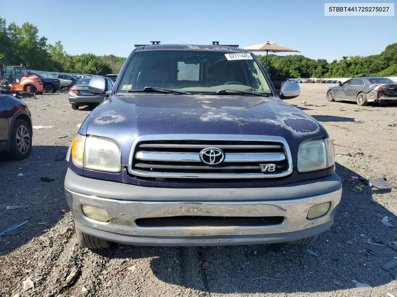 2002 Toyota Tundra Access Cab VIN: 5TBBT44172S275027 Lot: 62711445