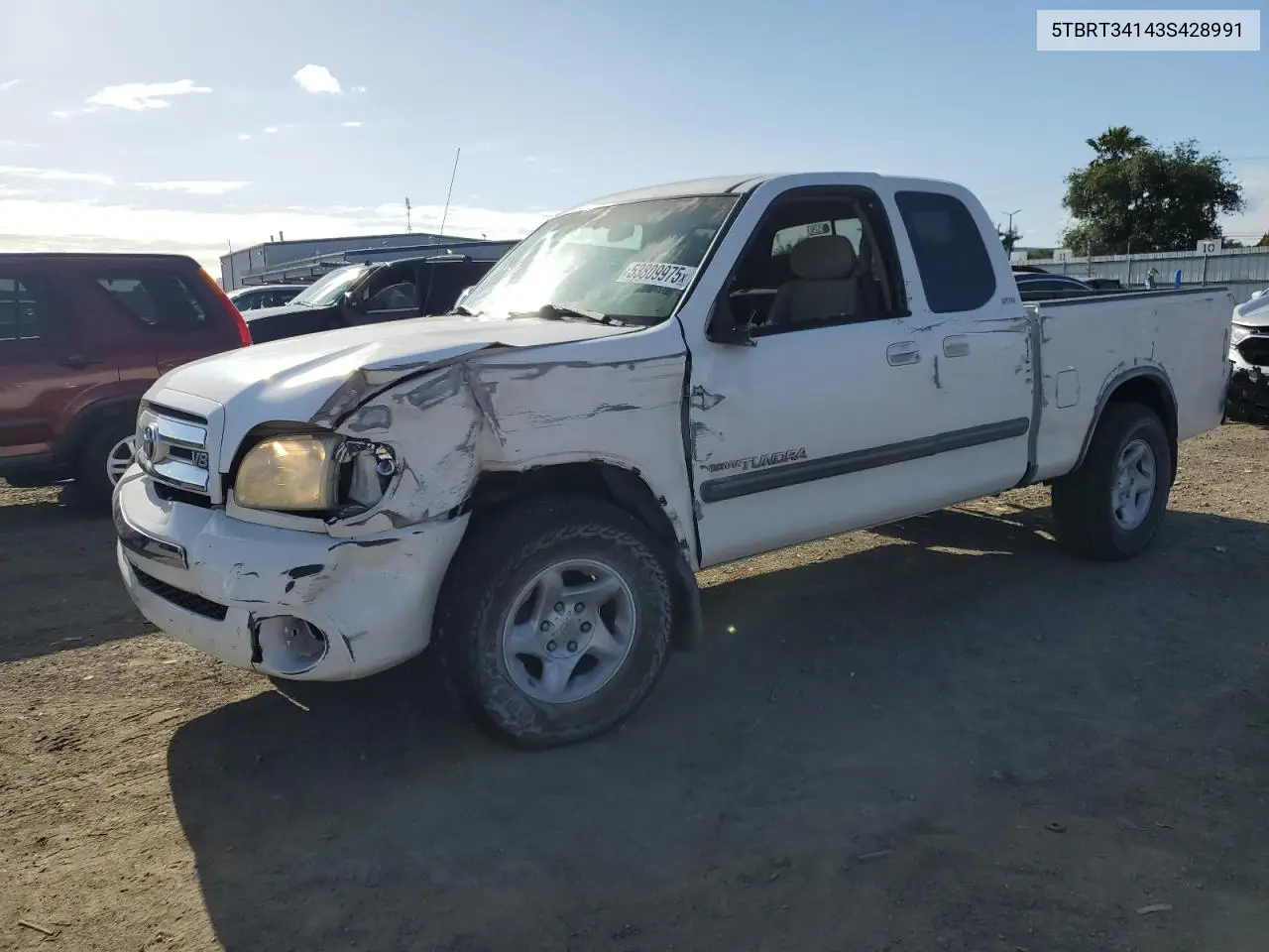 2003 Toyota Tundra Access Cab Sr5 VIN: 5TBRT34143S428991 Lot: 53809975