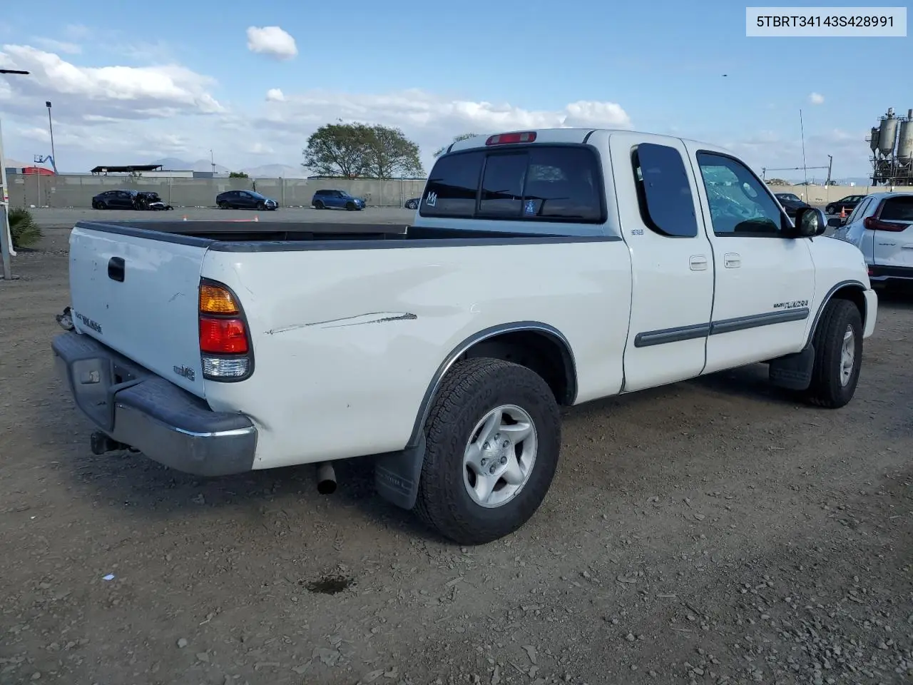 2003 Toyota Tundra Access Cab Sr5 VIN: 5TBRT34143S428991 Lot: 53809975